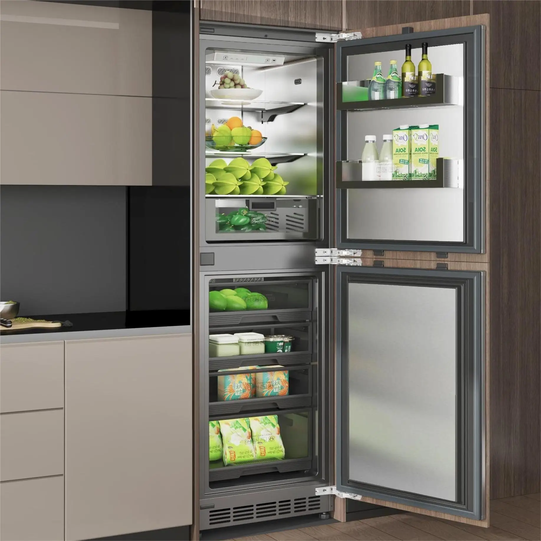 ZUNGUI BCD-280WQB Panic Buying No Frost Built-in Large Refrigerator Fridge Freezer