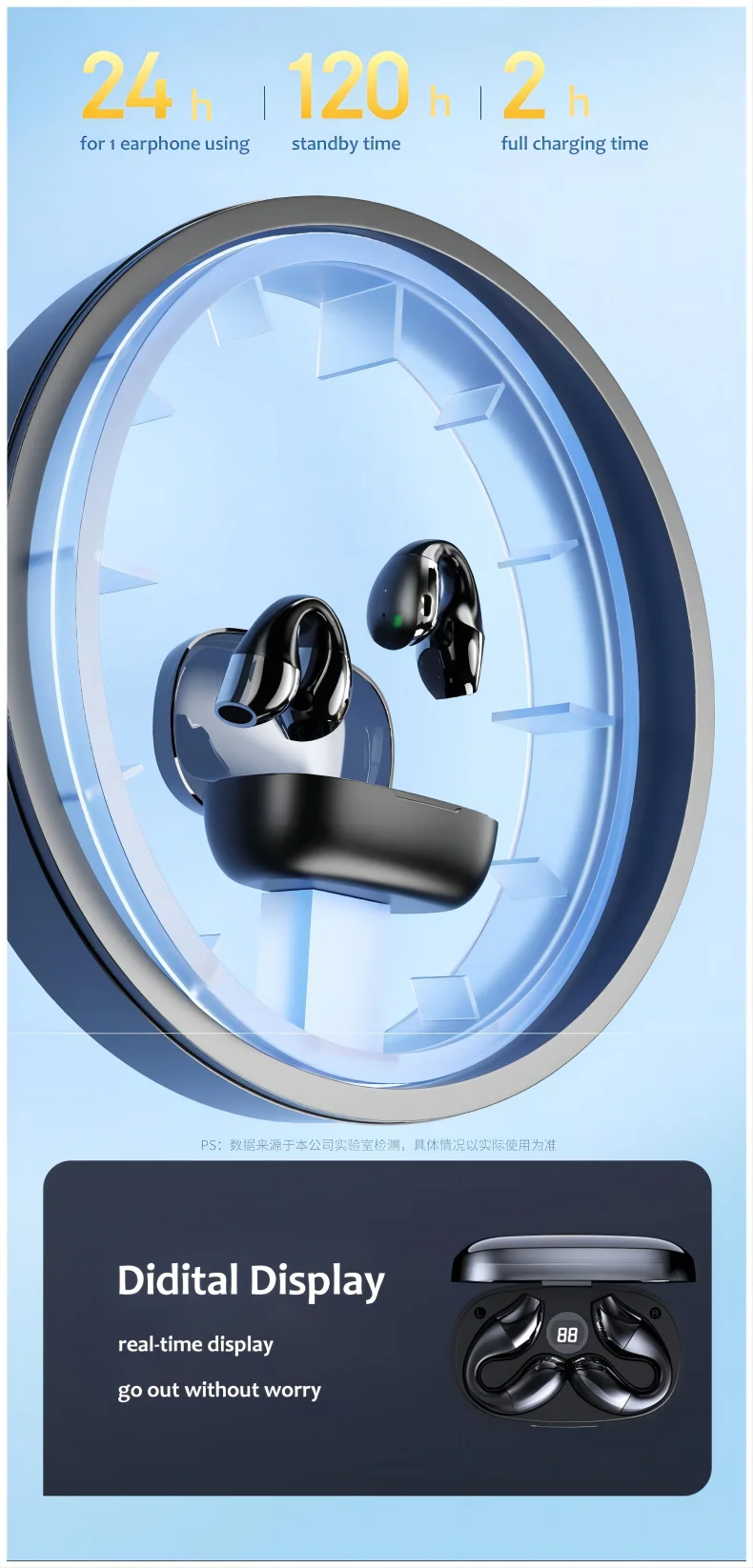 TWS Air Conduction Headphone BT5.3 Wireless Earphones Denoising Earbuds With Ear Clip