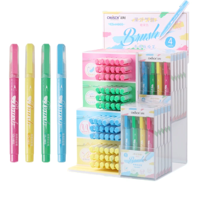 4 Colors Soft Drawing Pen Professional Brush Tip Marker Brush Pens Set