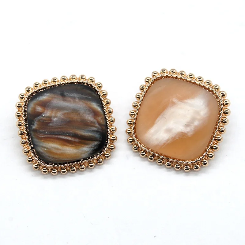 2022 Nnew new design square epoxy sewing button colorful amber for women coat garments