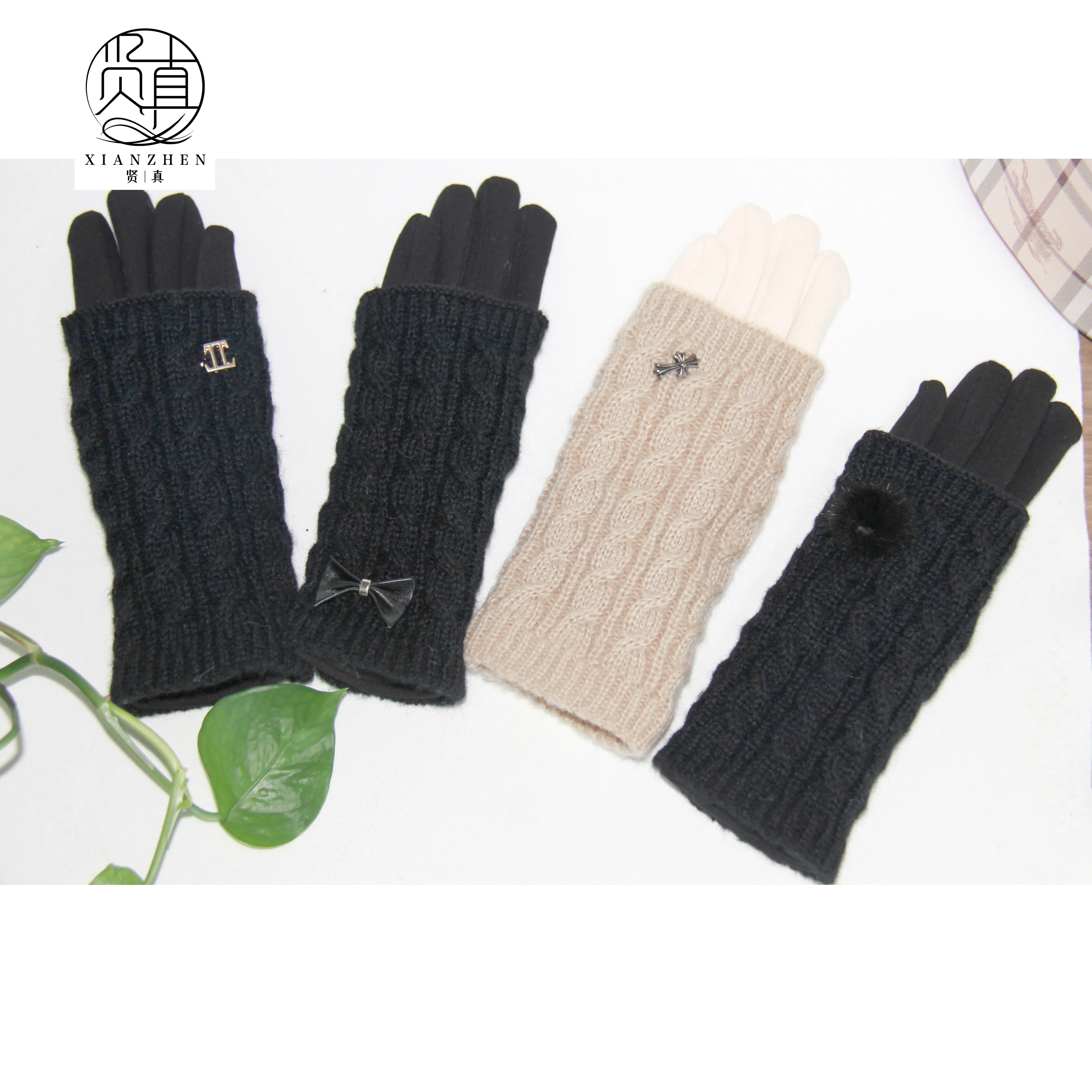 Зимние мягкие теплые женские плюшевые перчатки на весь палец с манжетами и манжетами, уличные Защитные женские перчатки