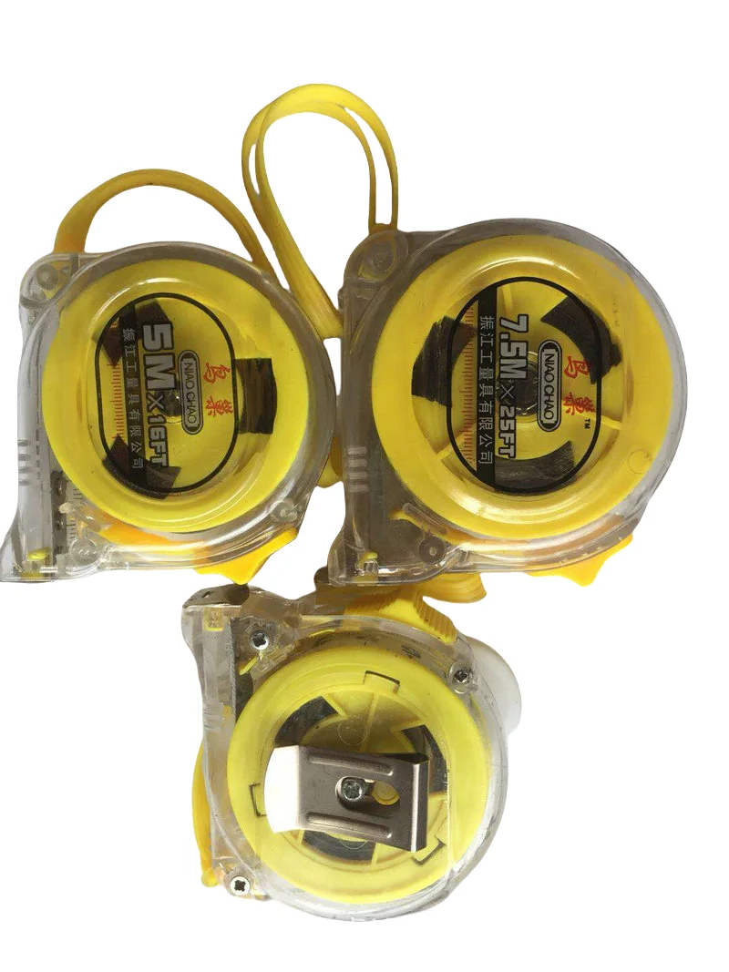 Custom brand Hot Sale Retractable new ABS transparent automatic length 5m ruler shell sell cheap tape measure