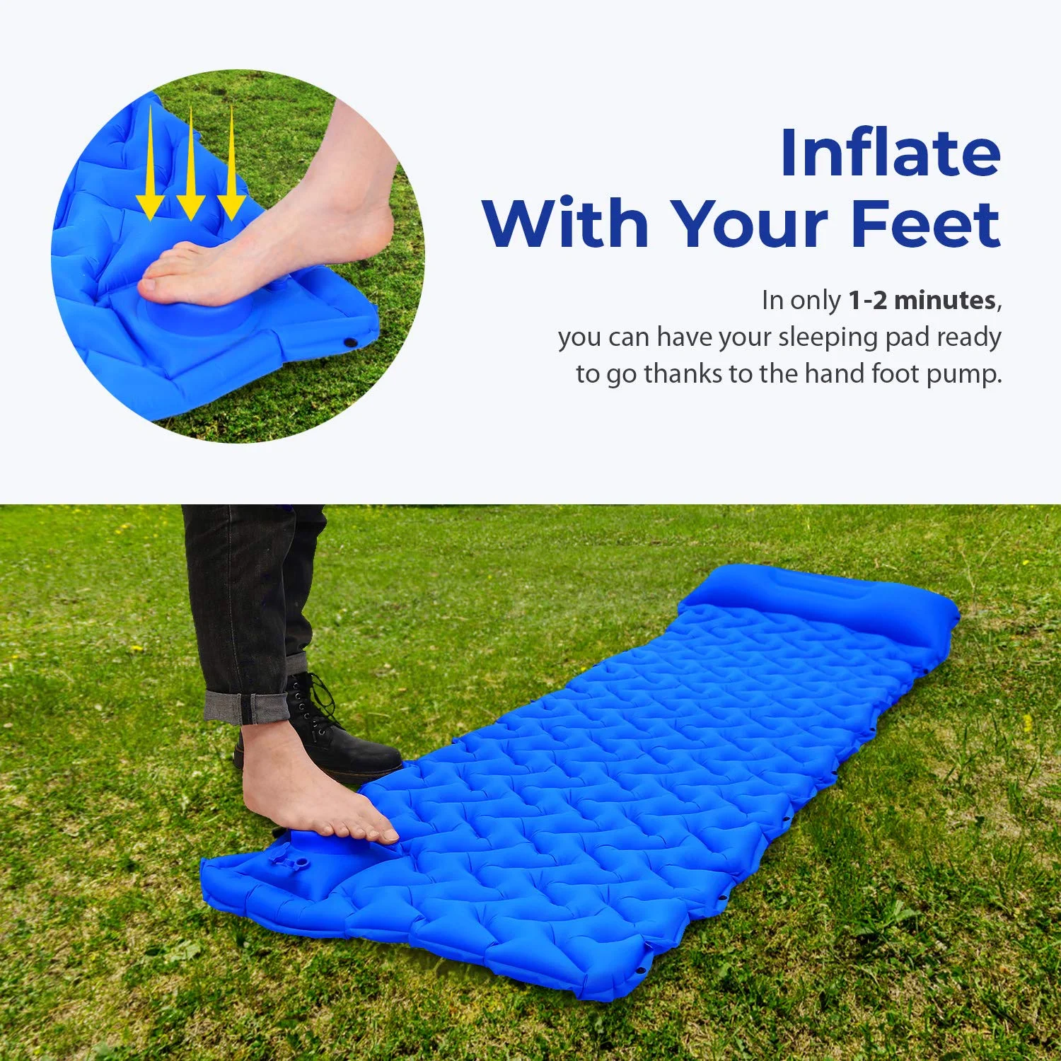 portable camping mat inflatable mattress air mattress pillow recycled inflatable