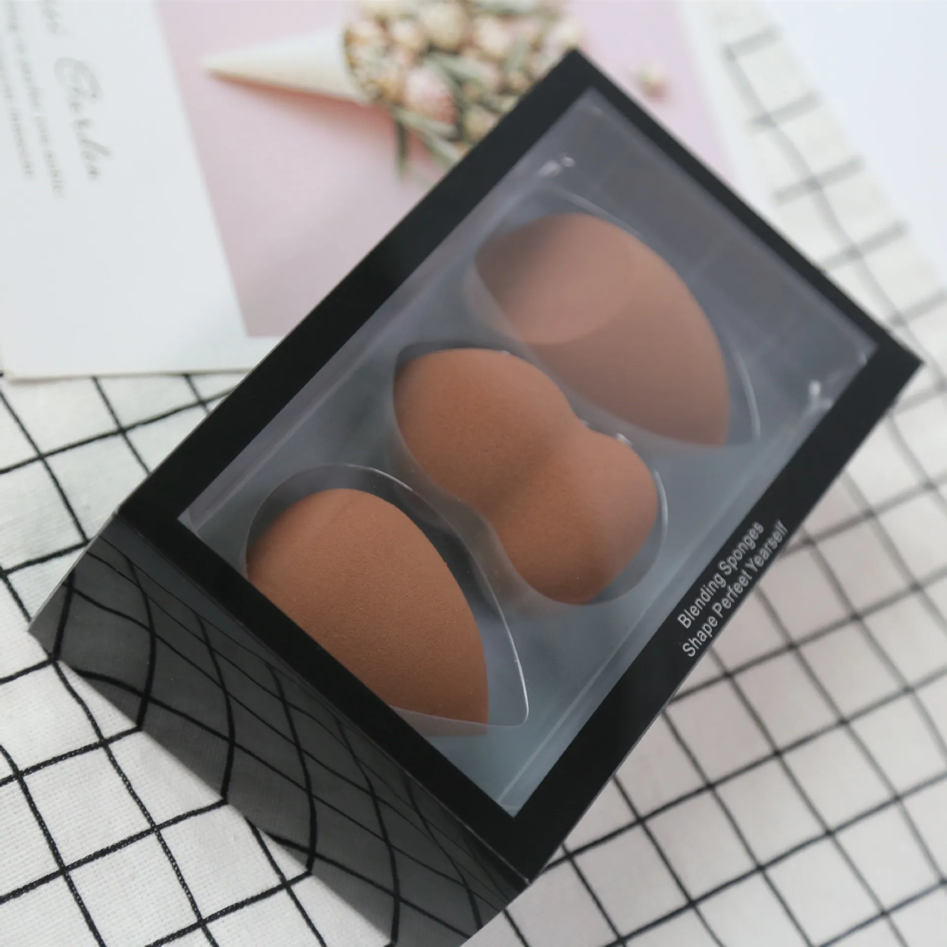 Saiyii Custom Logo 3Pcs Cosmetic Foundation Sponge Blender Complexion Make Up Sponge Set With Box