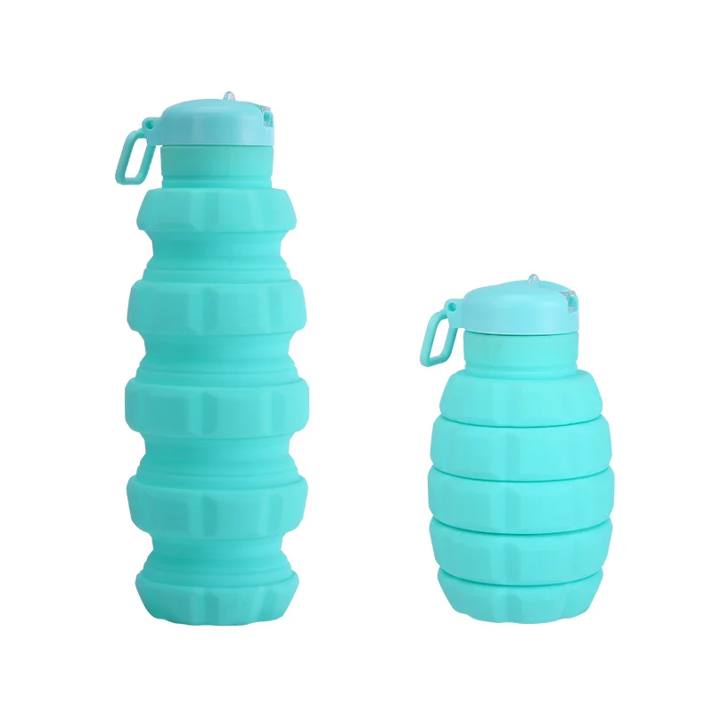 500ml Cover with suction nozzle silicone folding water bottle grenade shaped silicone water bottle