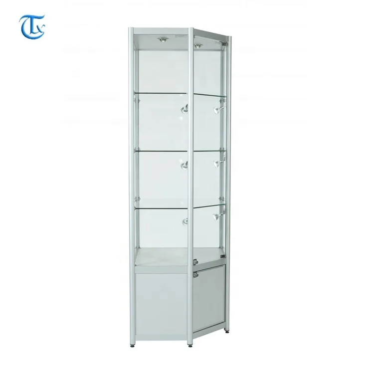 Алюминиевая стеклянная витрина треугольная угловая для киоска