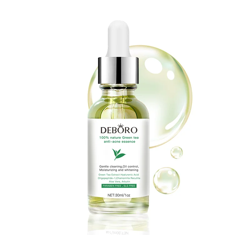 Korea OEM ODM skin lightening hyaluronic acid anti acne treatment essence serum green tea facial skin care serum