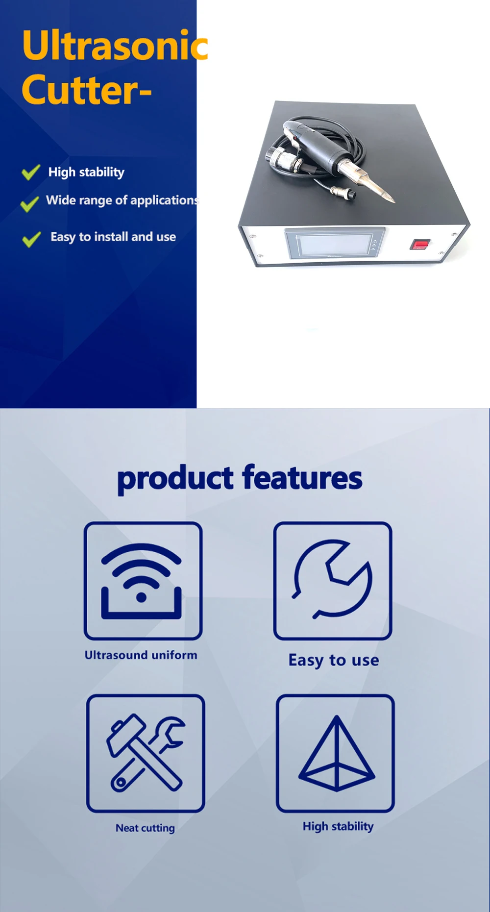 800W 30Khz/35Khz Titanium Alloy Horn Ultrasonic Knife Cutting Machines And Generator Control Box