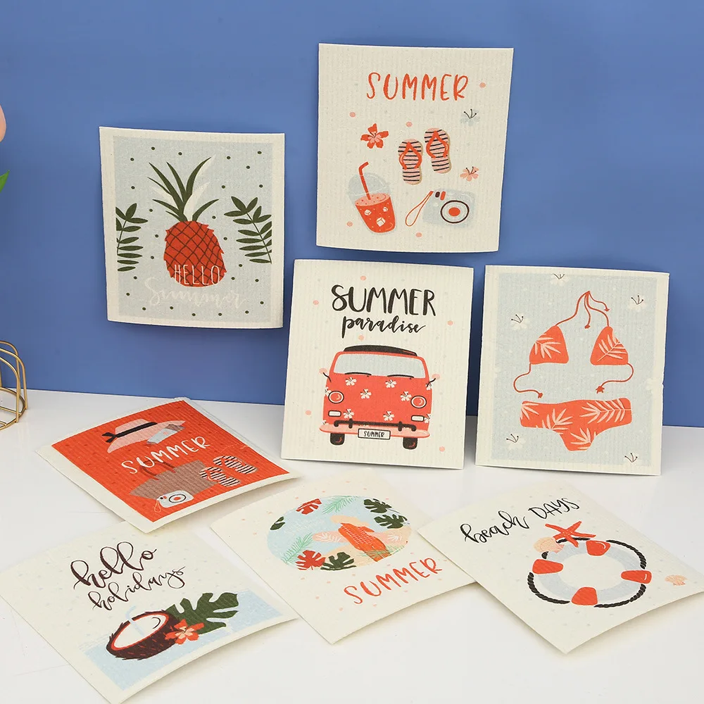 Absorbent Kitchen Dishcloth Reusable Ecofriendly Paper Towel Ins Cellulose Sponge Cleaning Cloth Sustainable Kitchen Rag 100pcs