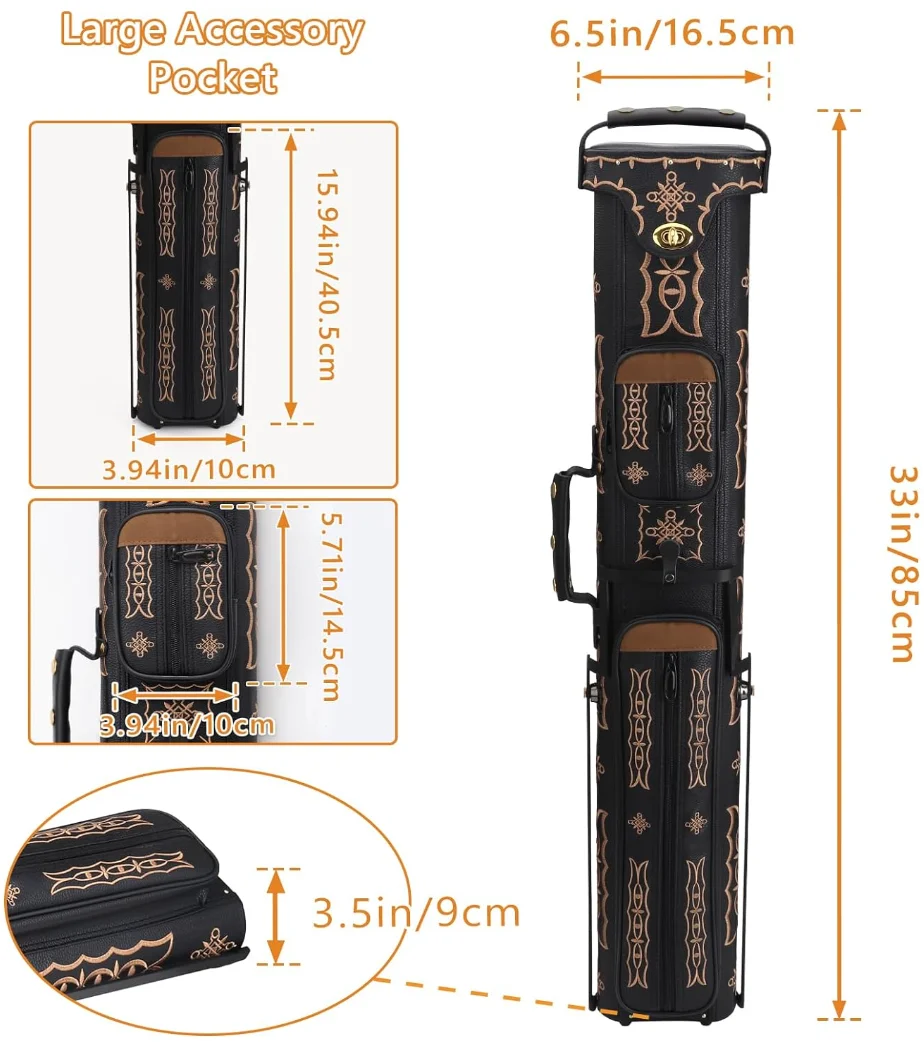 Factory Waterproof Billiard Cue Case oem Snooker Billiard Stick Bag custom Logo 2 Cue Butts and 4 Cue Shafts