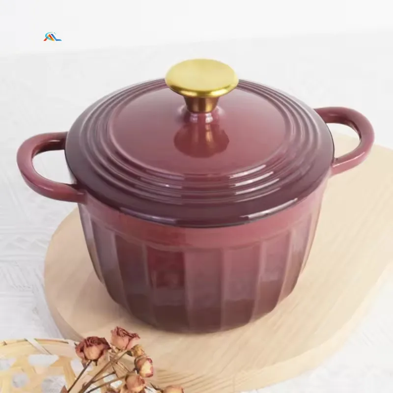 16cm Enamel Soup Pot With Lid Kitchen Cookware Cast Iron Dutch Oven Kitchen Cookware
