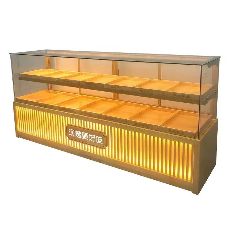 Good quality bakery equipment gondola wood bread display rack