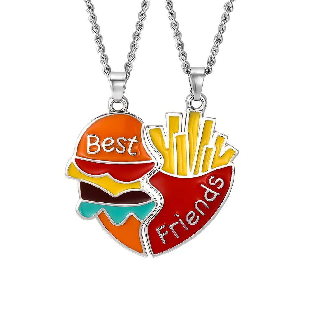 Fashion Best Friends Love Couple Pendant Necklace Rainbow Broken Heart BFF Best Friends Matching Friendship Jewelry