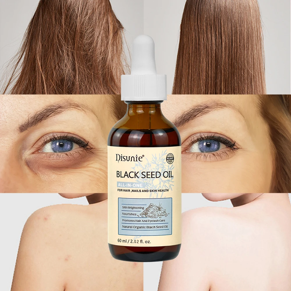 Disunie Organic Black Seed Oil Anti Aging Acne Skin Lightening Products Hair Repair Grow Oil For Skin Hair Care