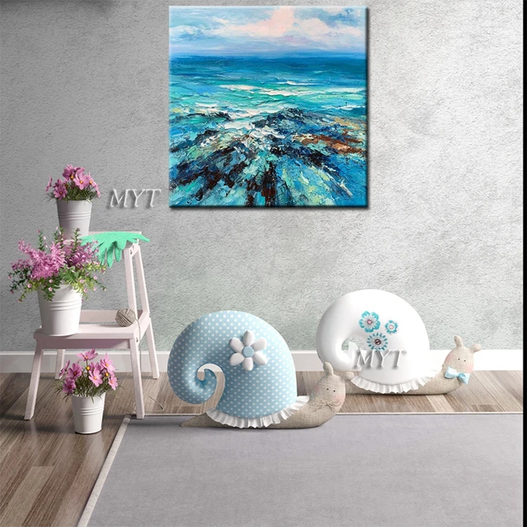 
New Arrival Acrylic Wall Art Decor Artwork And Craft Hand-painted Oil Painting Sea Wave 