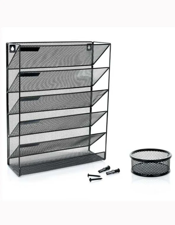 Office supplier Iron mesh desk wire metal wall mounted Door hanging letter sort document file folders organizer