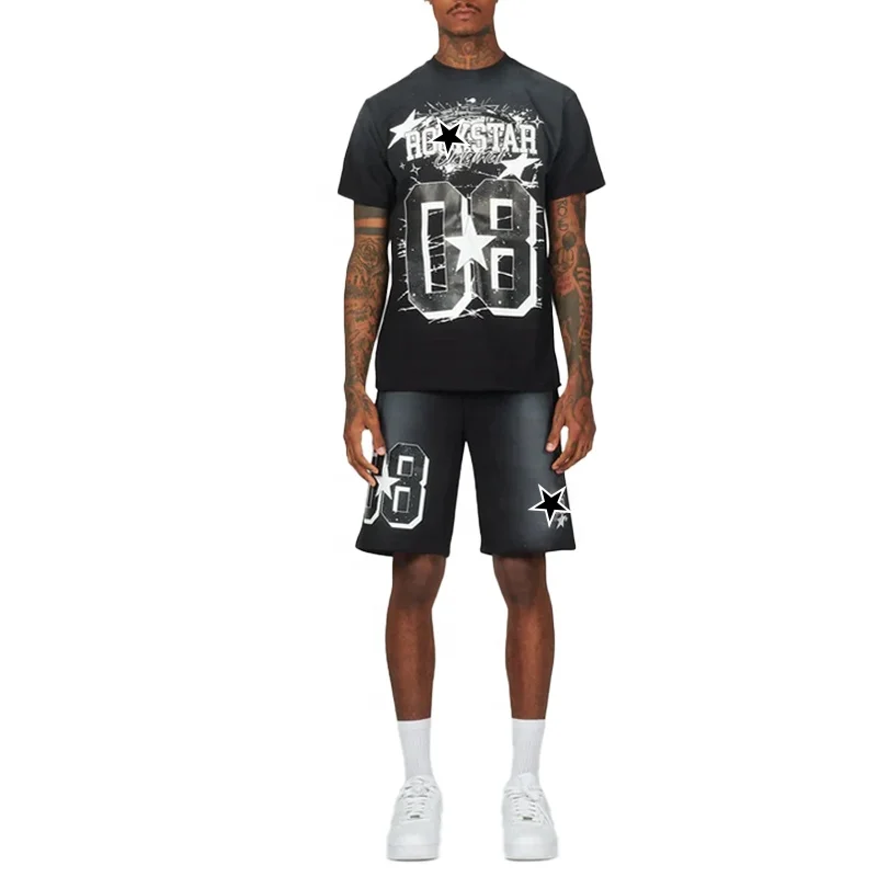 KY SUNFADED WASH Summer Cotton Tshirts All Over Print Shorts Summer OUTFITS