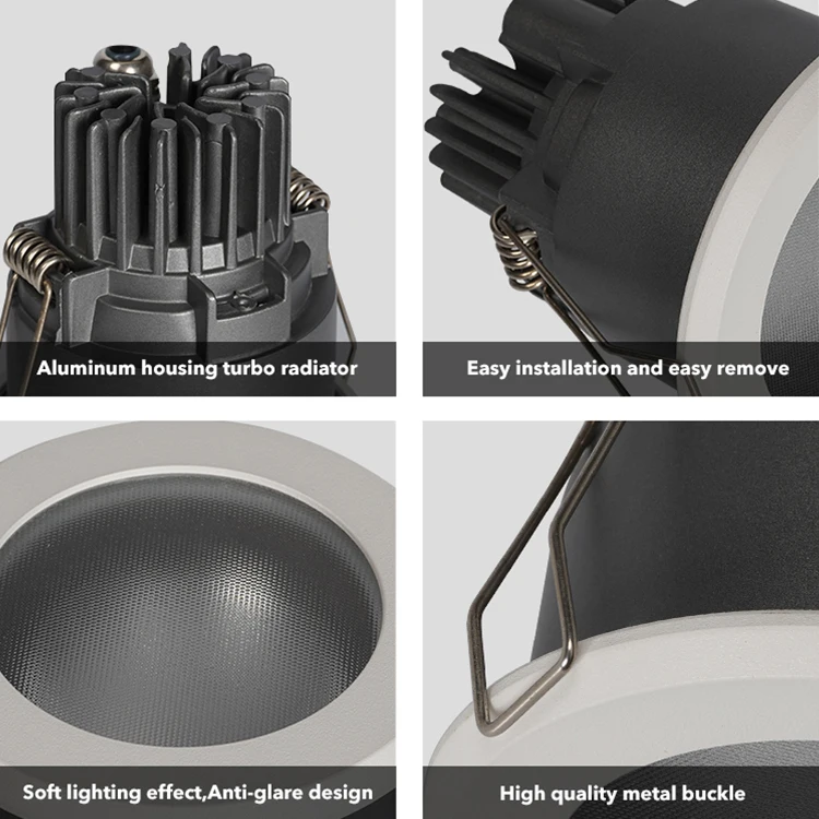 Ip65 Waterproof Adjustable Aluminium Recessed Mounted 10w Mini Cob Anti Glare Led Downlight