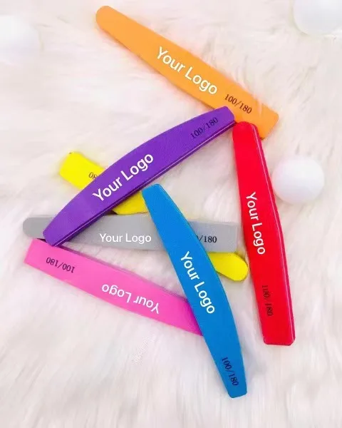 Wholesale Double Side Disposable Shiny Nail Buffer for Nail Art Half Moon Manufacturer Sponge Manicure Nail Files