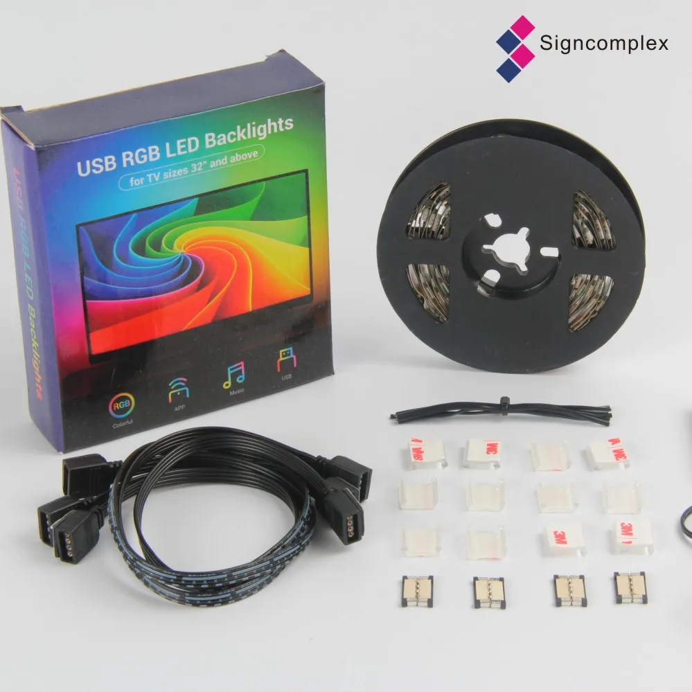 Заводская Светодиодная лента 2 м гибкая 5050 Smd USB цветная светодиодная для подсветки телевизора с изменением цвета RGB 80 -10 - 40