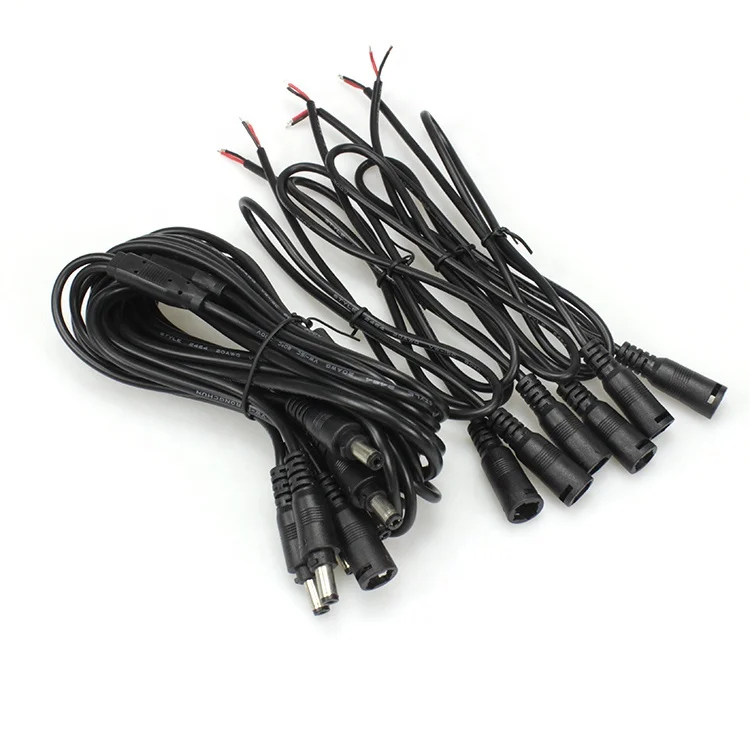 customized 1 to 6 Way 5.5 2.1 DC power cable waterproof male to female extension cord for camera LED