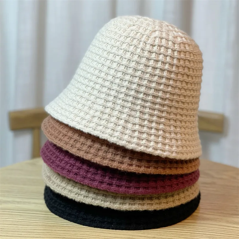 Fashion Knit Bucket Hat crochet knitted Beanie Cap Women Autumn Basin Hat