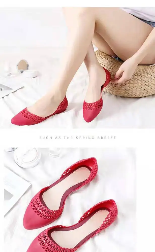 
flat sole bow jelly shoes women 