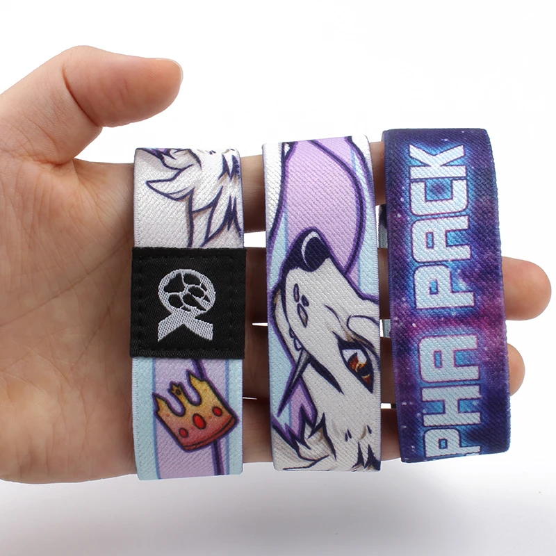 Cheapest oem logo promotional wristbands soft polyester heat transfer custom print design party wristband guangzhou factory