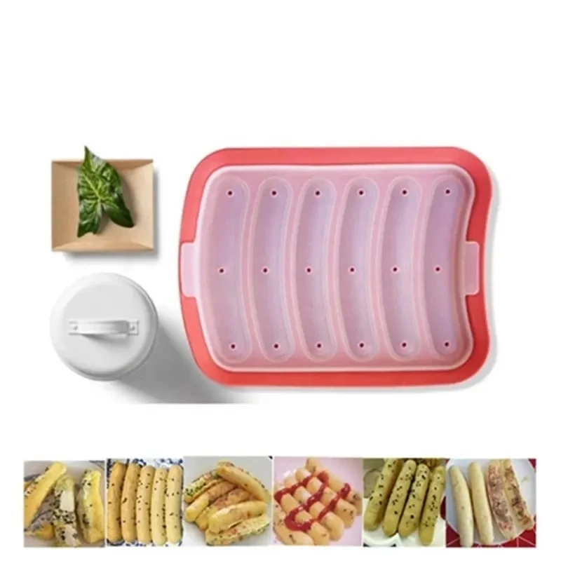 BPA Free DIY 6 Cavity Sausage Molds Food Grade Silicone Sausage Holder Hot Dog Molds Sausage Maker Mold