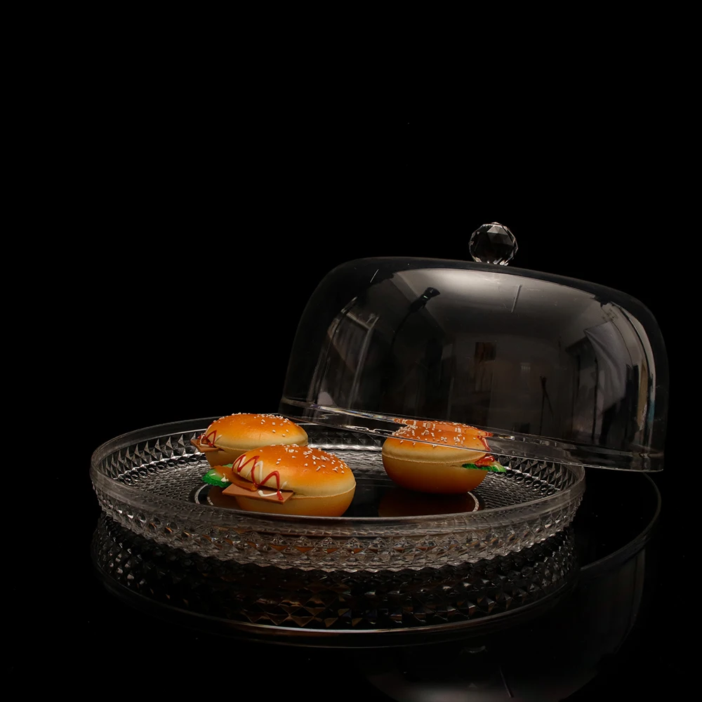 4175 Acrylic Cake Plate with Dome Plastic Cake Stand with Cover  Perfect for Display Party Entertaining
