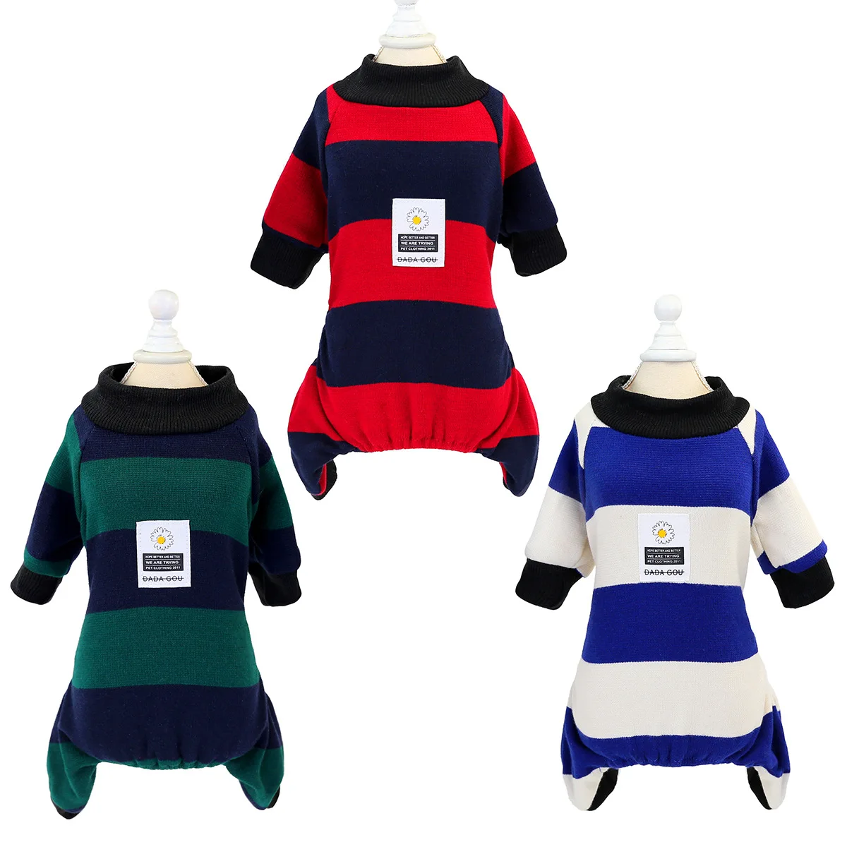 Dog clothes Fall new stripe home wear fleeced four-legged clothes for wholesale