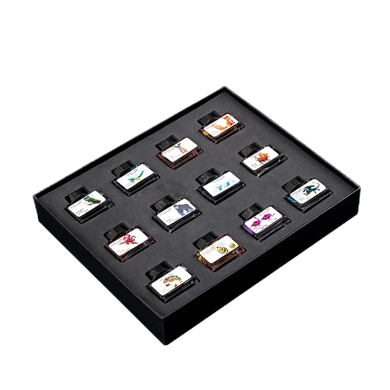 Sprite color ink set with sparkling glass transparent pen dipped in fountain pen for students to practice calligraphy and paint