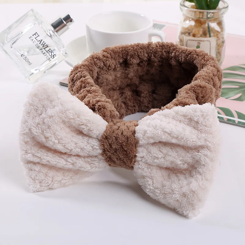 Wholesale Soft Big Bow Color Matching Wash Face Makeup Spa Headband Elastic Hair Band