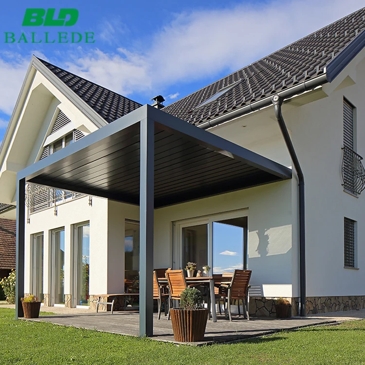 Motorized automatic waterproof patio cover roof aluminum louver