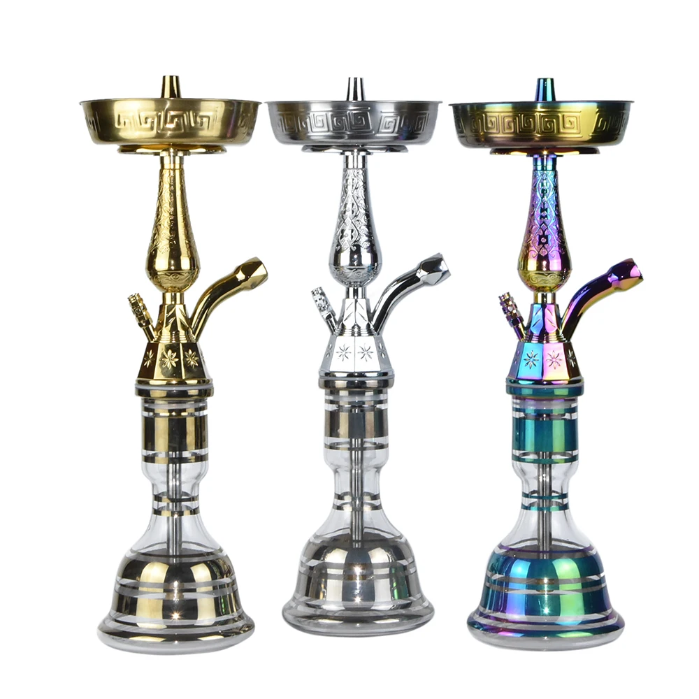 Hot sale factory in stock smoking glass luxury colorful Egypt hookah shisha zinc alloy hookah chicha