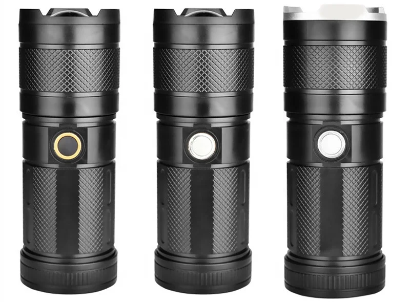 Biumart High Lumen Zoomable Tactical Flashlight Outdoor Portable Multi-function Rechargeable Flashlights Torches