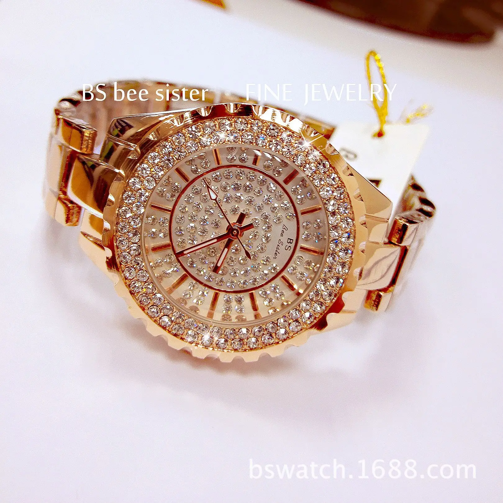 Best selling Brand Stainless Steel Back Jewel Ladies Watch Water Resistant Singapore Movement Quartz Watch Lady