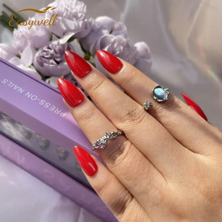 2022 Wholesale false nail Artificial Fingernails Fake Nails almond Stiletto Round Press on Nails with Adhesive Glue Sticker
