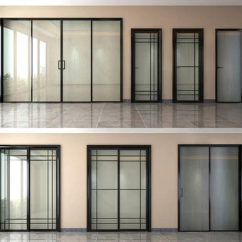 Extremely narrow aluminum alloy glass partition kitchen dining room floor sliding glass doors