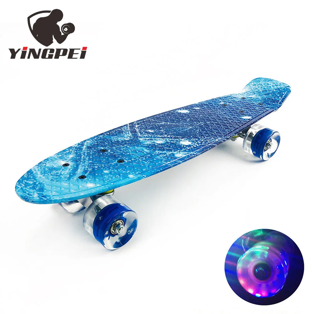 Hot saling starry fish long board 22 inches four wheels plastic yougster outside fish skateboard