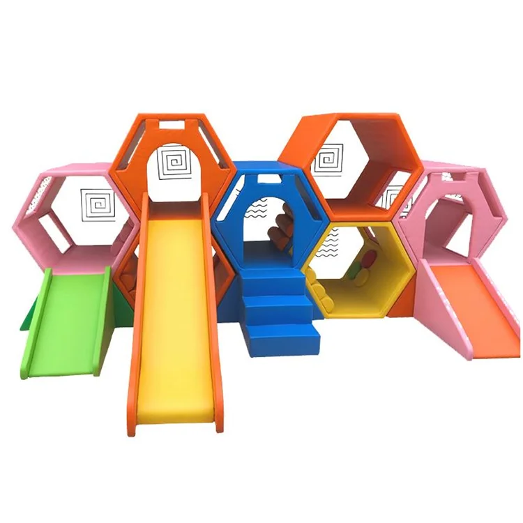 soft package colorful honeycomb slides indoor kids soft play climber sets sense system training equipment for kids