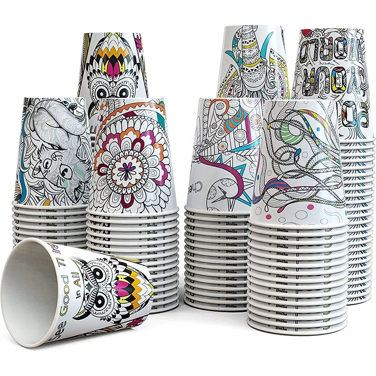 Оптовая продажа, печать логотипа на заказ, биоразлагаемые чашки для кофе объемом 8 унций, 12 унций, 16 унций