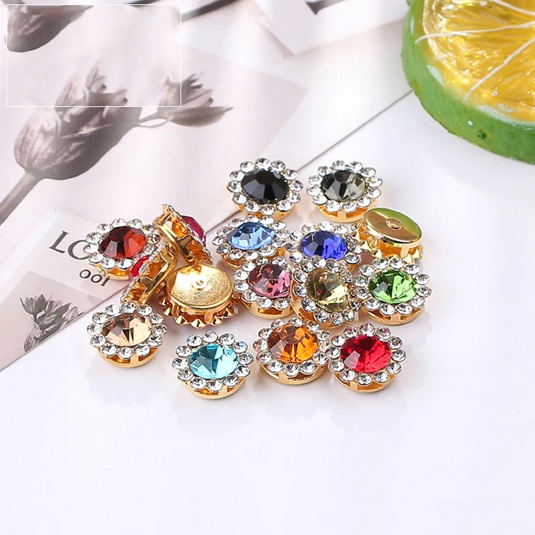 8/10/12MM Glass Drill Double Layer Drill Sunflower Hand Sew On Rhinestone For DIY Wedding Dress Accessories