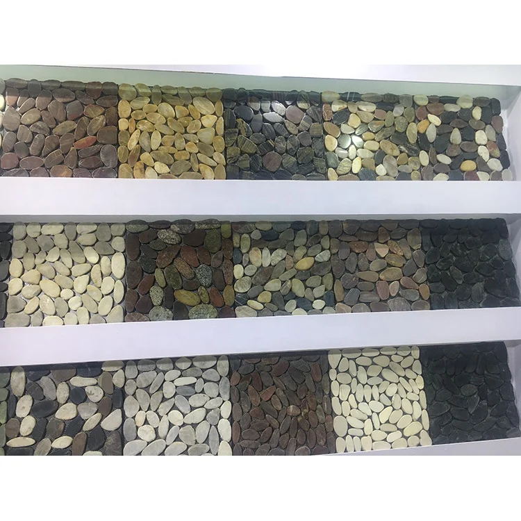 Natural landscaping garden outdoor floor decorative flat mosaic pebble stone tile