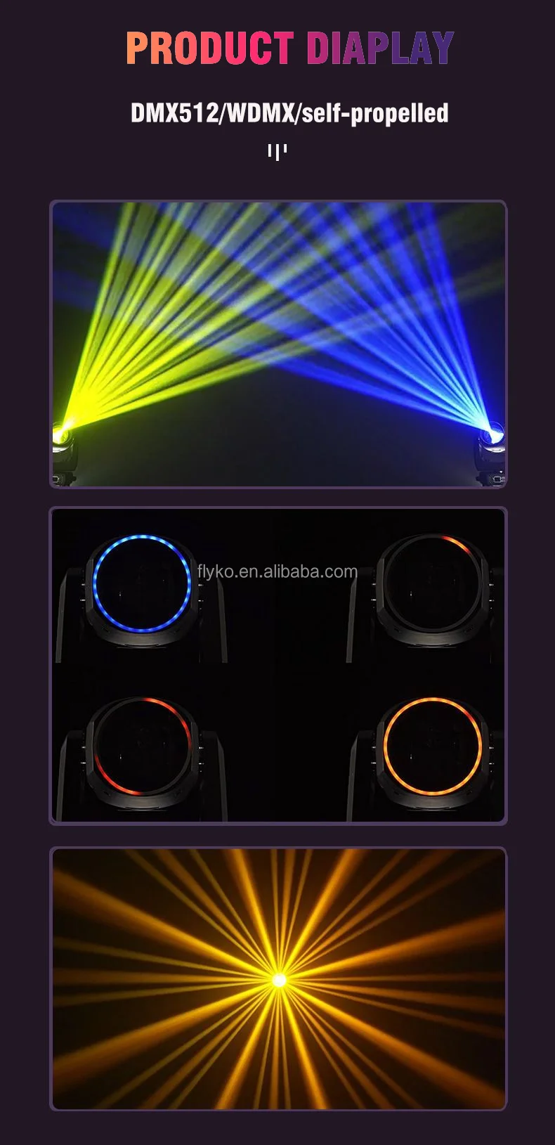 300W LED Moving head Lights aperture lens king sharpy beam13 Colors 14 Patterns Led Ring Prism King Stage Light