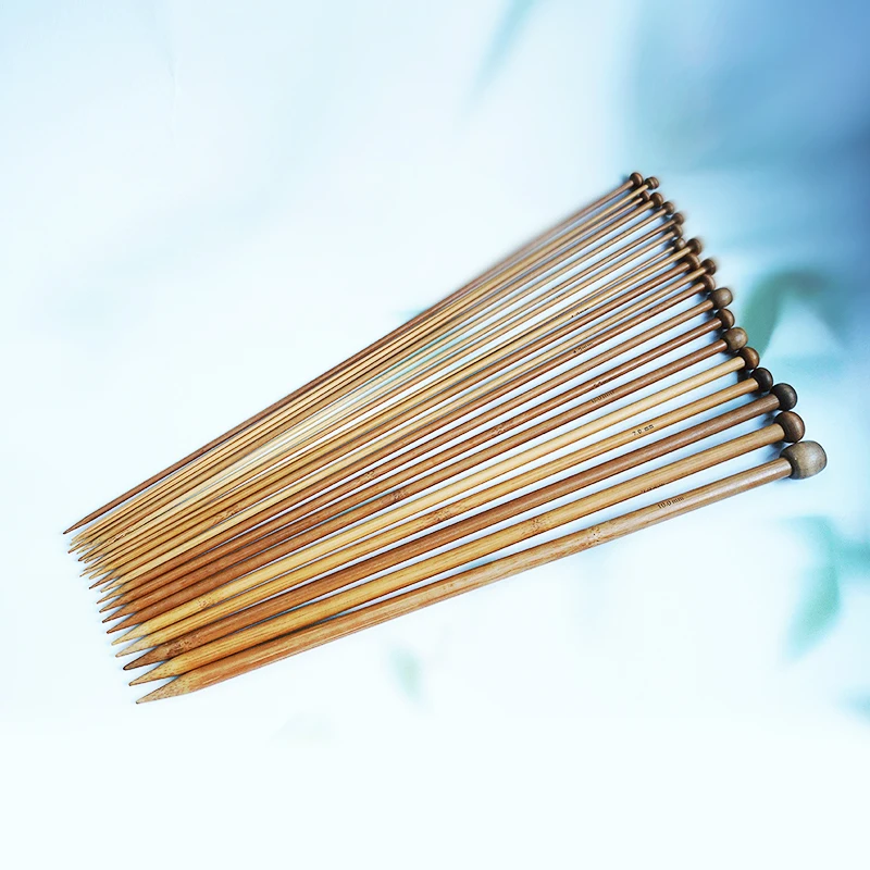 
18sizes Knitting needle set single pointed Carbonized sewing kit accessories bamboo wooden knitting tools 