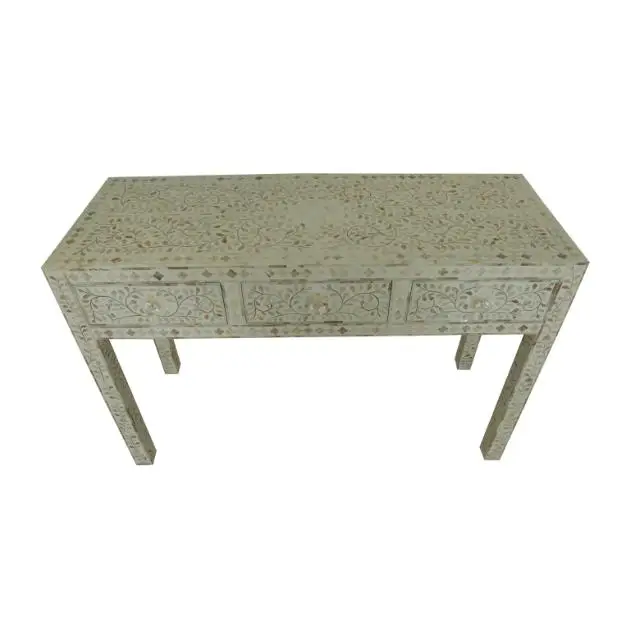 MOP FTD 3 DRW CONSOLE TABLE FLORAL WHITE 120X40X80 CM Best Quality Classic Designs Luxury Collection Wholesale Price