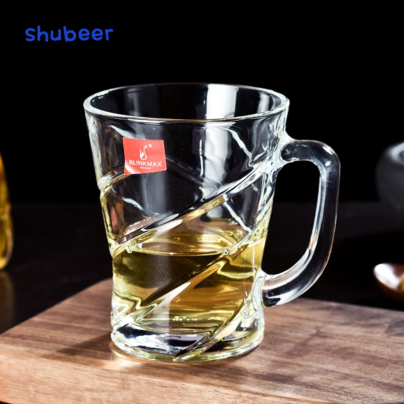 Classic coffee cup with handle Different creative patterns drink cup for hot and cold cappuccino juice transparent glass