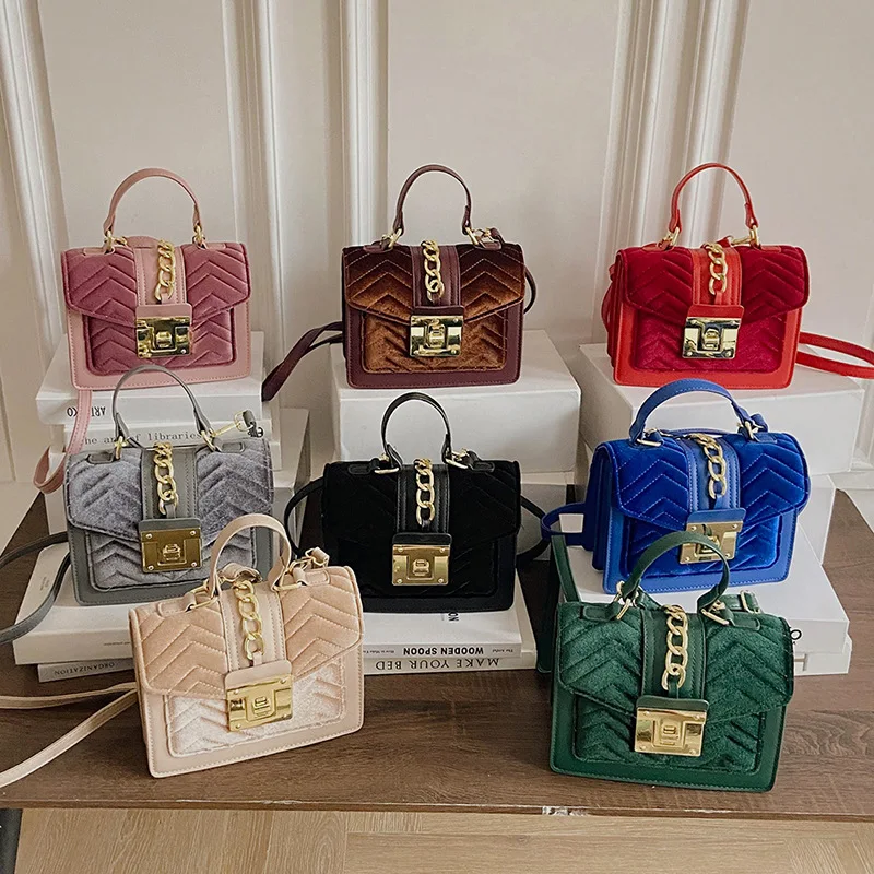TS9430 INS Designer Handbags Famous Brands Velvet Shoulder Bags 2021 Ladies Handbags For Women Luxury Hand Bags Leather Purses