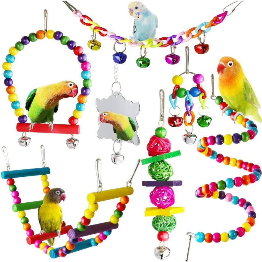 Joysing High Quality Safe Wood Bird Toys Perch and Ferrule for Parrot Chewing High End Pet Toys